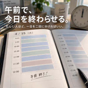 午前で、今日を終わらせる。